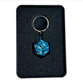 Electrophoresis color d20 dice keychain peadants with tin box