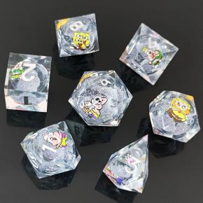 Anime stickers liquid core resin diceset